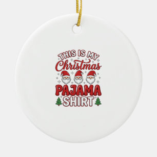 Christmas Pajama Shirt Gnome Holiday Design Ceramic Tree Decoration