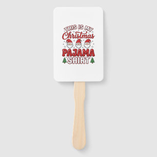 Christmas Pajama Shirt Gnome Holiday Design Hand Fan