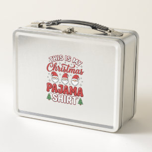 Christmas Pajama Shirt Gnome Holiday Design Metal Lunch Box