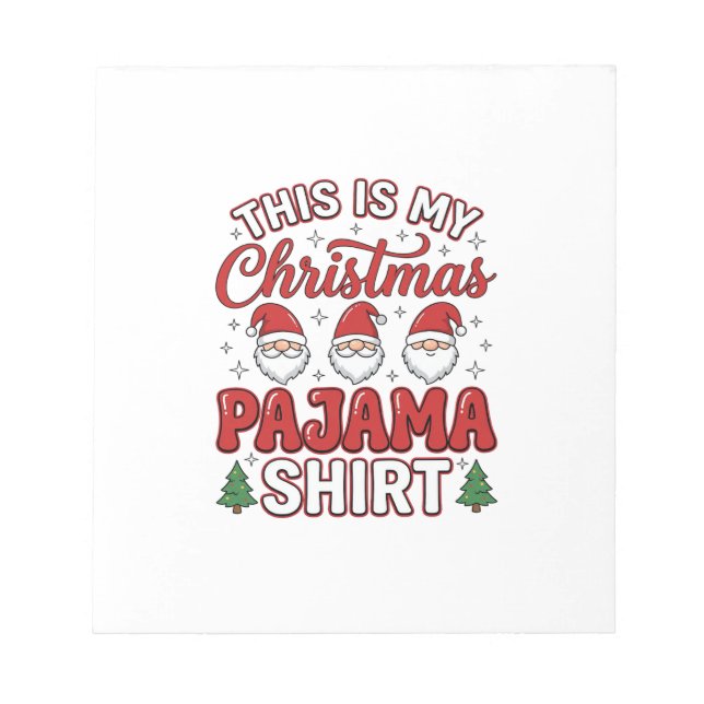 Christmas Pajama Shirt Gnome Holiday Design Notepad (Front)