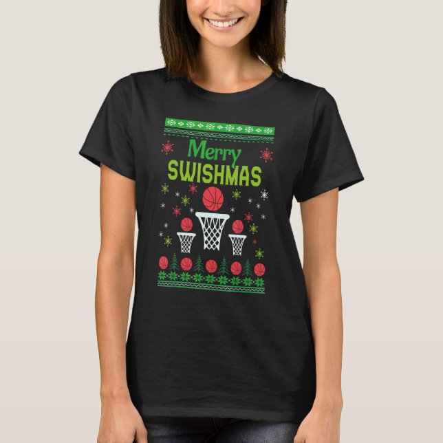 Christmas pajamas Merry Swishmas Ugly Christmas Ba T-Shirt (Front)