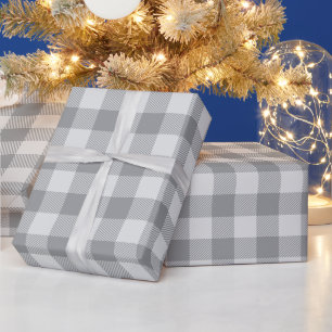 Christmas Pale Grey Buffalo Check Wrapping Paper