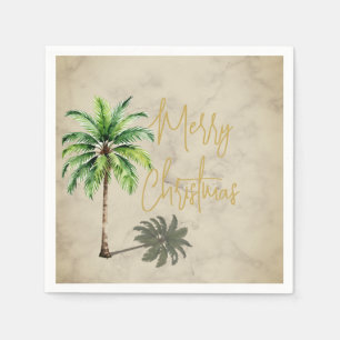 Christmas Palm Elegant Gold Merry  Napkin