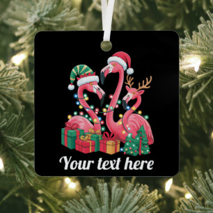 Christmas Palm Flamingo Personalised Xmas Lights Metal Tree Decoration