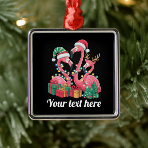 Christmas Palm Flamingo Personalized Xmas Lights Metal Tree Decoration