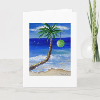 Christmas Palm Green Bulb Holiday Card