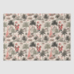 Christmas Palm Tree and Santa Tropical Retro  Tissue Paper<br><div class="desc">Perfect for those dreaming of a sunny Christmas, this vintage-inspired design features muted colours and a playful scene of Santa standing under palm trees. Ideal for adding a quirky, tropical vibe to your gifts, this high-quality tissue paper is sure to delight beach lovers and holiday enthusiasts alike. Wrap your presents...</div>