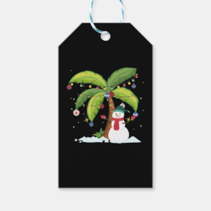 Christmas Palm Tree And Snowman Gift Tags