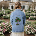 Christmas Palm Tree, Beach Aloha Christmas Denim Jacket<br><div class="desc">Escape to a tropical winter wonderland with our Christmas Palm Tree design. This unique and festive artwork brings a touch of the beach to your holiday celebrations, featuring a palm tree adorned with Christmas lights and ornaments. Whether you're dreaming of a warm and sandy Christmas or want to add a...</div>