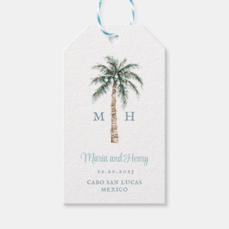 Christmas Palm Tree | Beach Wedding Monogram Gift Tags