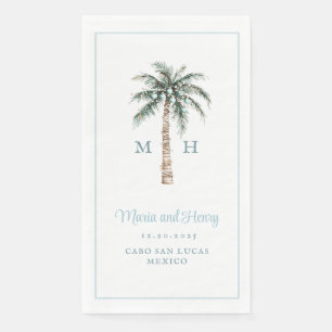 Christmas Palm Tree Beach Wedding Monogram Napkin