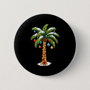 Christmas Palm Tree Hawaiian Trocal Xmas  6 Cm Round Badge