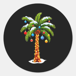 Christmas Palm Tree Hawaiian Trocal Xmas Classic Round Sticker