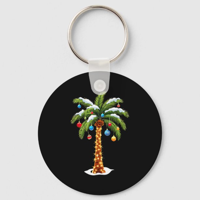 Christmas Palm Tree Hawaiian Trocal Xmas  Key Ring (Front)