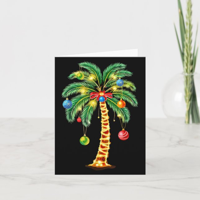Christmas Palm Tree Hawaiian Xmas  Card (Front)