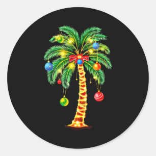Christmas Palm Tree Hawaiian Xmas Classic Round Sticker