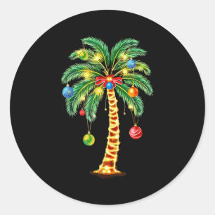 Christmas Palm Tree Hawaiian Xmas Classic Round Sticker