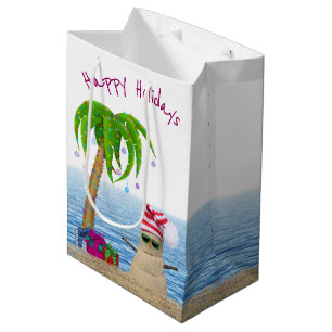 Christmas Palm Tree in Sand Medium Gift Bag