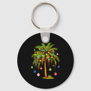 Christmas Palm Tree Light Hawaiian Trocal Xmas Key Ring