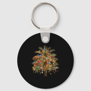 Christmas Palm Tree Light Hawaiian Trocal Xmas  Key Ring