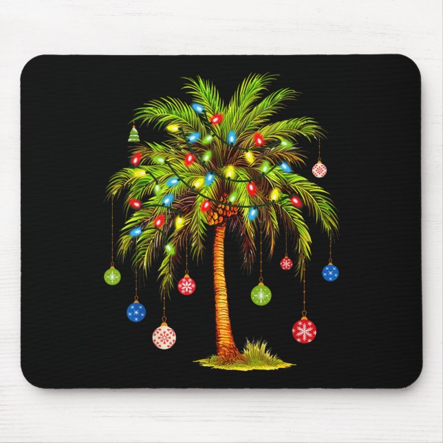 Christmas Palm Tree Light Hawaiian Trocal Xmas  Mouse Pad (Front)