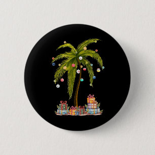 Christmas Palm Tree Light Hawaiian Tropical Funny  6 Cm Round Badge