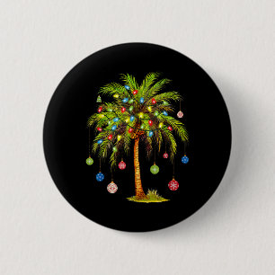 Christmas Palm Tree Light Hawaiian Tropical Xmas 1 6 Cm Round Badge