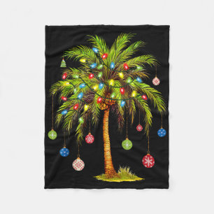 Christmas Palm Tree Light Hawaiian Tropical Xmas 1 Fleece Blanket