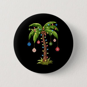 Christmas Palm Tree Light Hawaiian Tropical Xmas 2 6 Cm Round Badge