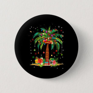 Christmas Palm Tree Light Hawaiian Tropical Xmas  6 Cm Round Badge