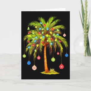 Christmas Palm Tree Light Hawaiian Tropical Xmas Card