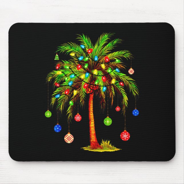 Christmas Palm Tree Light Hawaiian Tropical Xmas  Mouse Pad (Front)