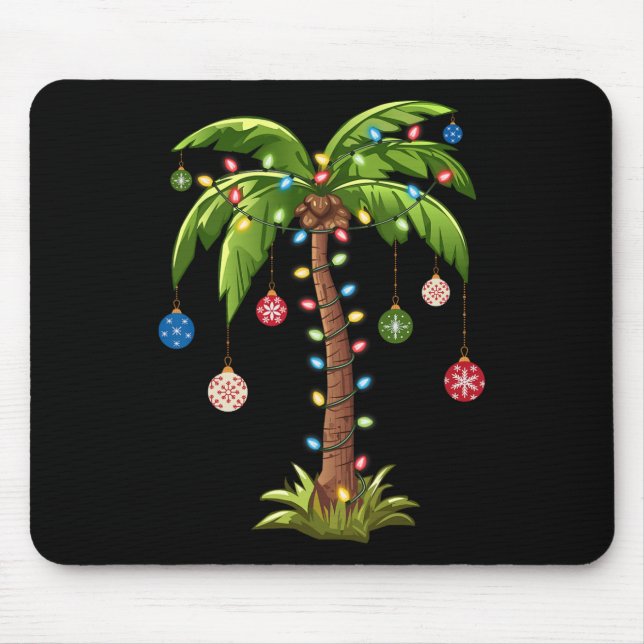 Christmas Palm Tree Light Hawaiian Tropical Xmas  Mouse Pad (Front)