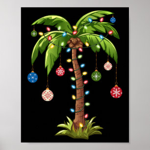Christmas Palm Tree Light Hawaiian Tropical Xmas Poster