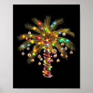 Christmas Palm Tree Light Hawaiian Tropical Xmas  Poster