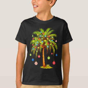 Christmas Palm Tree Light Hawaiian Tropical Xmas T-Shirt