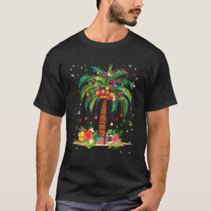 Christmas Palm Tree Light Hawaiian Tropical Xmas T-Shirt