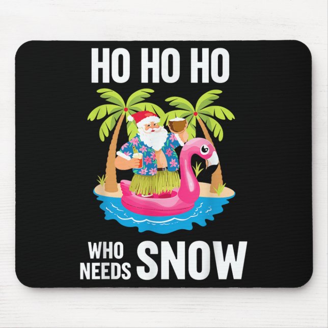 Christmas Palm Tree Santa Surfing Beach Vacation X Mouse Pad (Front)