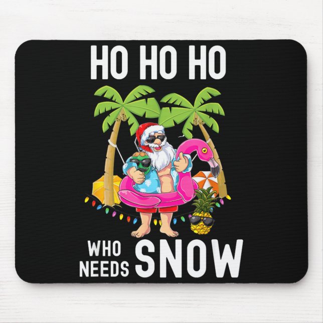 Christmas Palm Tree Santa Surfing Summer Beach Vac Mouse Pad (Front)