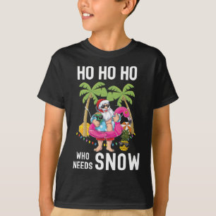 Christmas Palm Tree Santa Surfing Summer Beach Vac T-Shirt