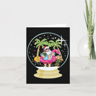 Christmas Palm Tree Surfing Beach Snow Globe Summe Card