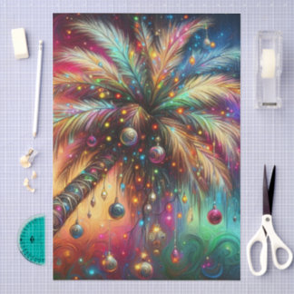 Christmas Palm Tree Tropical Beach Decoupage Tissue Paper