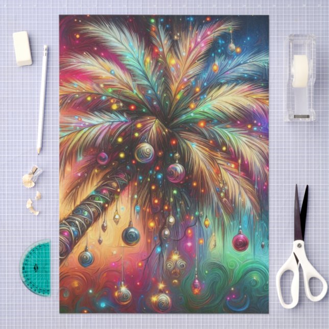 Christmas Palm Tree Tropical Beach Decoupage Tissue Paper (Craft)