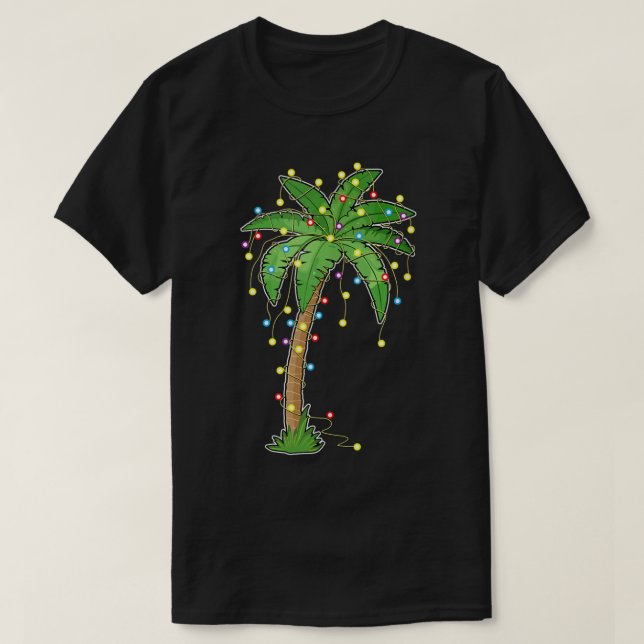 Christmas Palm Tree Tropical Holiday Design T-Shirt (Design Front)