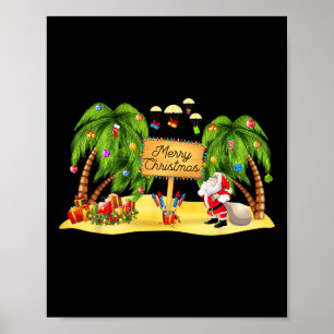 Christmas Palm Tree Tropical Xmas Coconut Lights P Poster