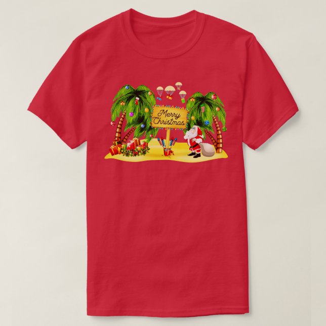 Christmas Palm Tree Tropical Xmas Coconut Lights P T-Shirt (Design Front)