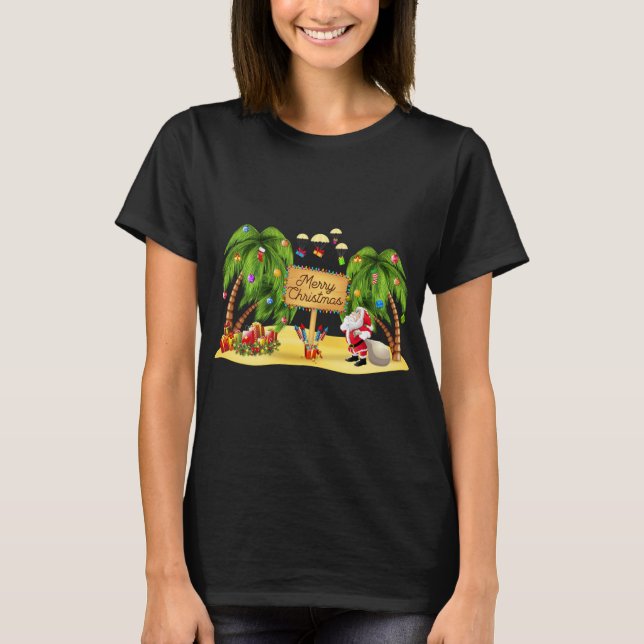 Christmas Palm Tree Tropical Xmas Coconut Lights P T-Shirt (Front)