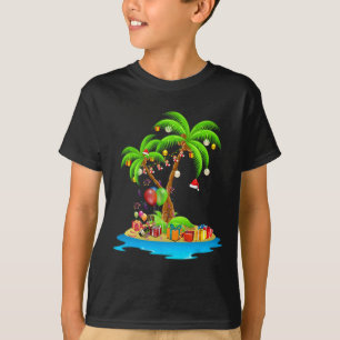 Christmas Palm Tree Tropical Xmas Coconut Matching T-Shirt