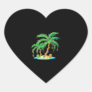 Christmas Palm Tree Tropical Xmas Gift Coconut Heart Sticker