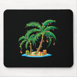 Christmas Palm Tree Tropical Xmas Gift Coconut Lig Mouse Pad